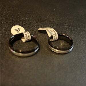 Black and Silver Stainless Steel Ring Set